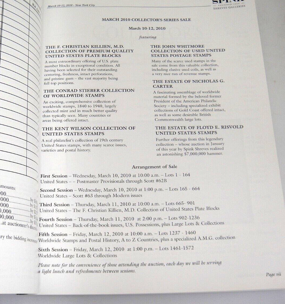 Spink Shreves Stamp Auction Catalog Collectors Series US British Empire 2010