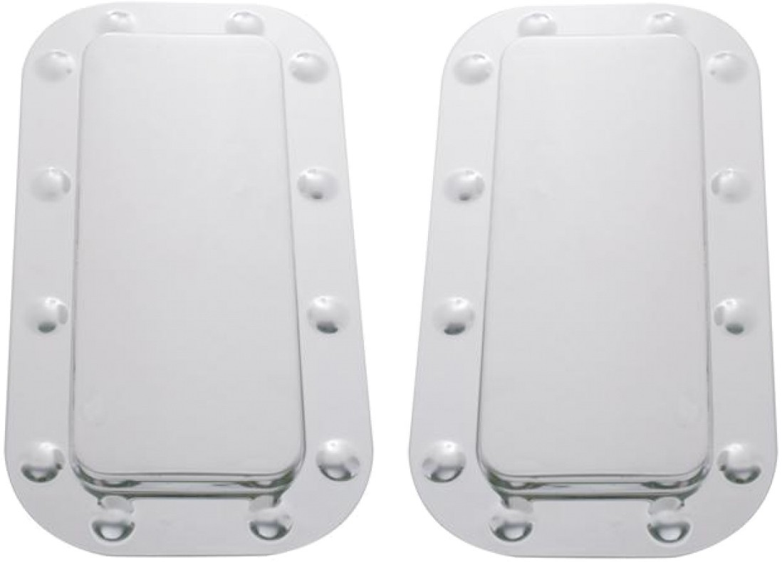 Set of 2 Kenworth Sleeper Vent Door Covers stainless W/ Dimple Trim 20563