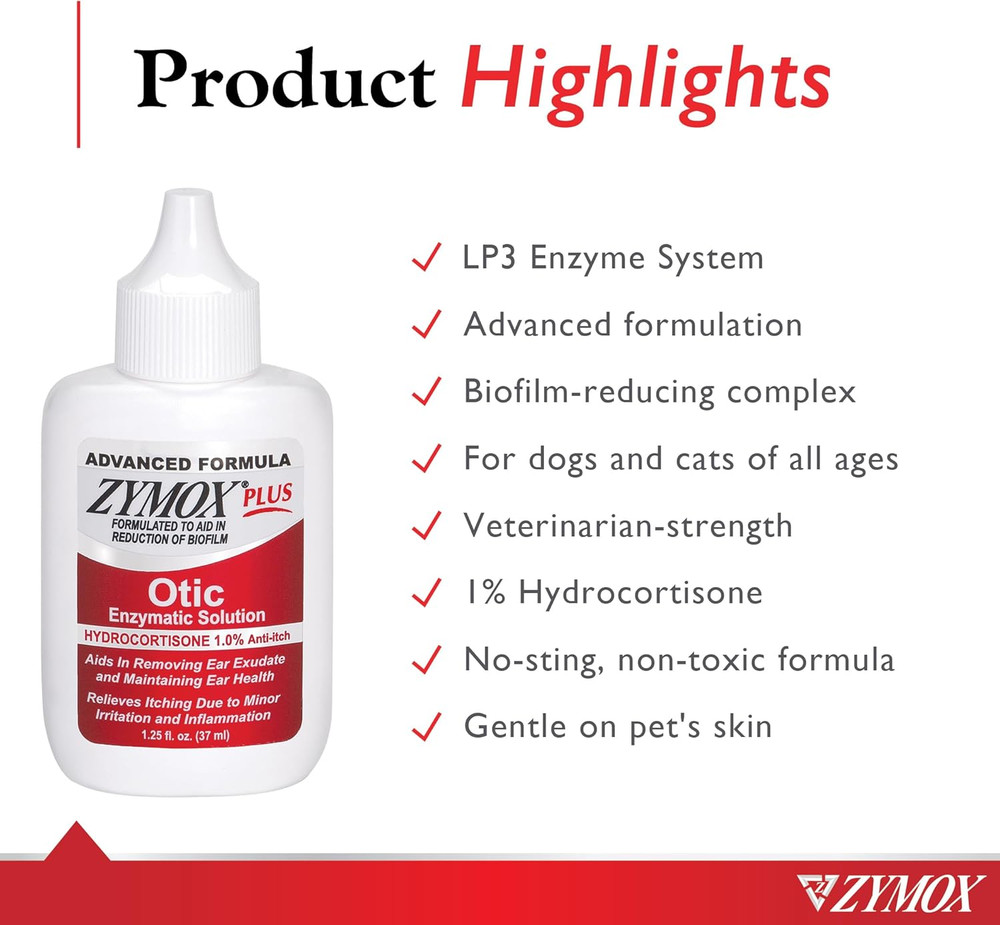 Advanced Formula Otic plus Enzymatic Ear Solution for Dogs and Cats with 1% Hydr
