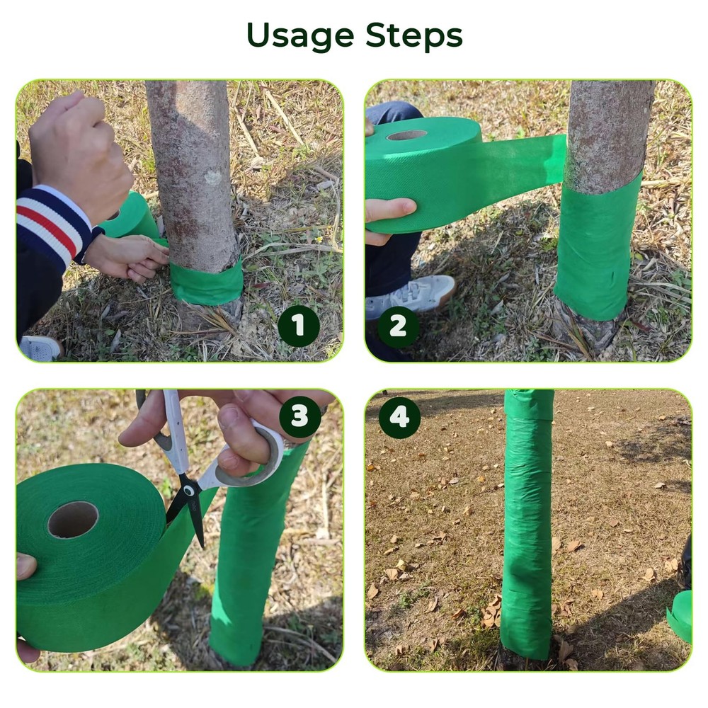 Gylreus Tree Protector Wraps Winter Cold-Proof 2" x 150', Green