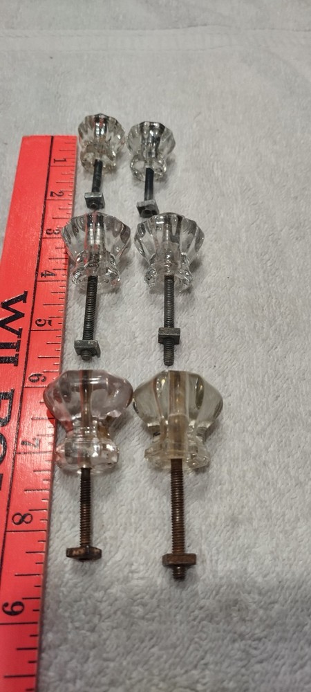 6 Vintage Beautiful Pulls Knobs for Cabinets/Drawer - Antique Crystal