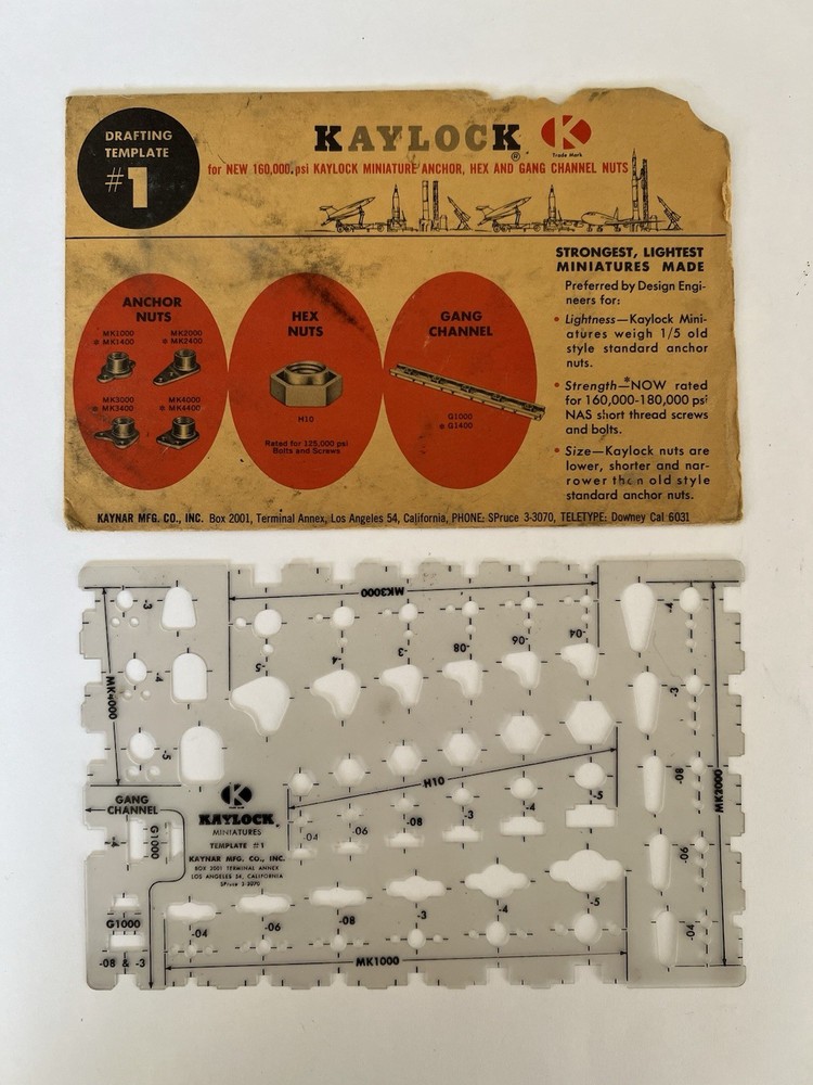 VINTAGE KAYLOCK MINIATURES  DRAFTING TEMPLATE # 1