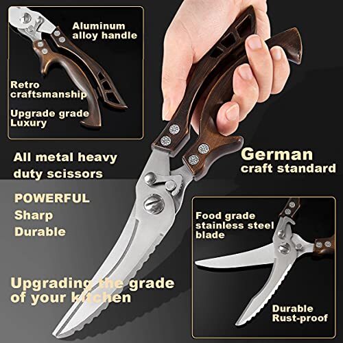 Kitchen Scissors,Kitchen Shears Heavy Duty Poultry Shears with Leather Sheath