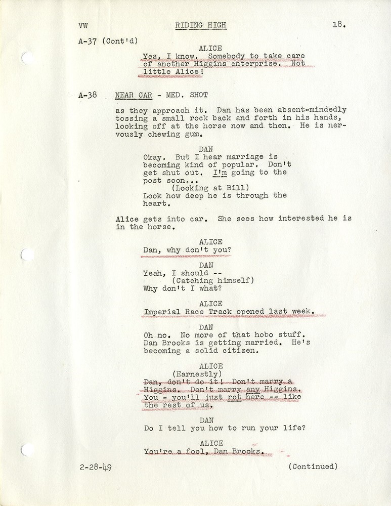 RIDING HIGH (Feb 28, 1949) Final White script