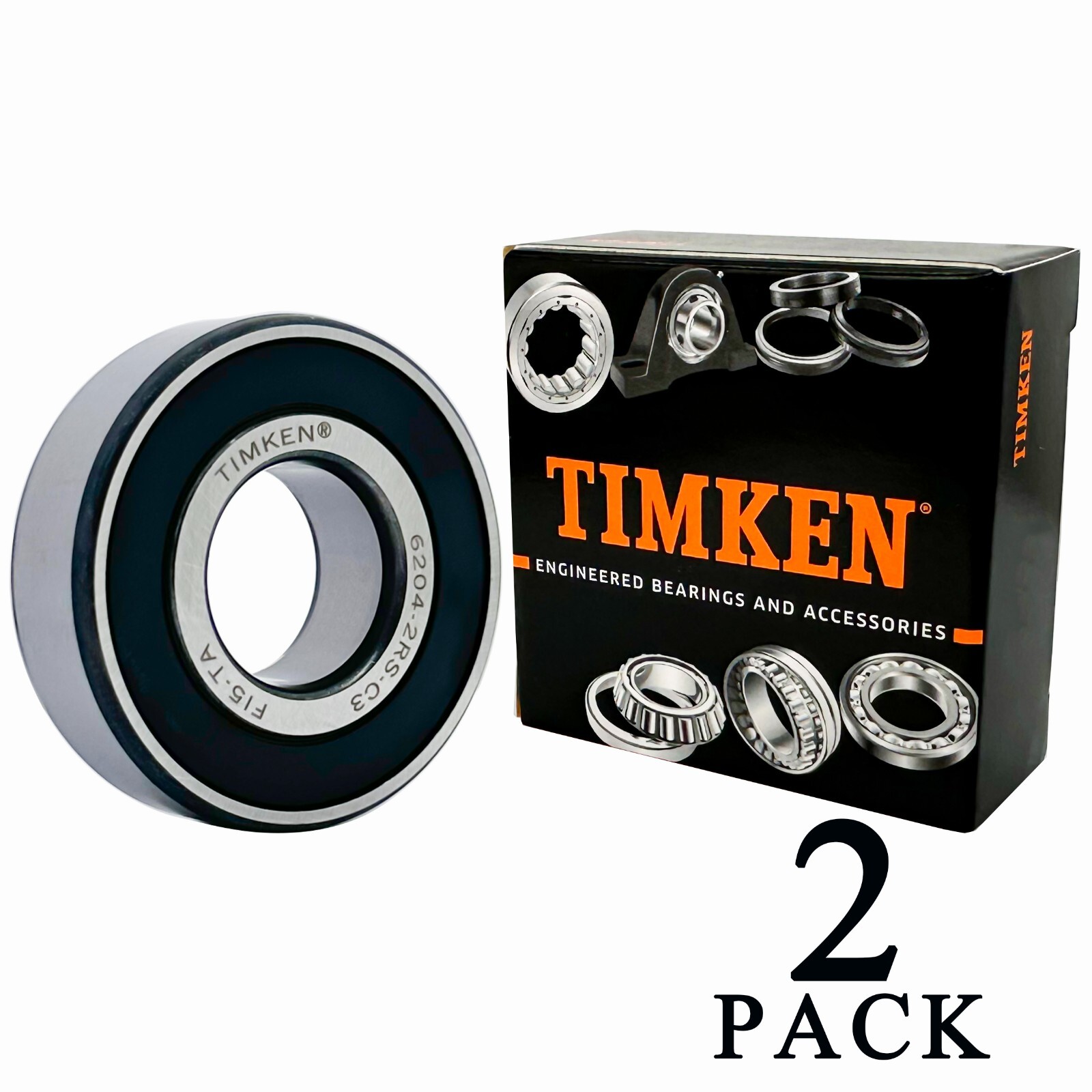 2PCS TIMKEN 6204-2RSC3 20X47X14MM C3 Clearance Double Rubber Seal Ball Bearings