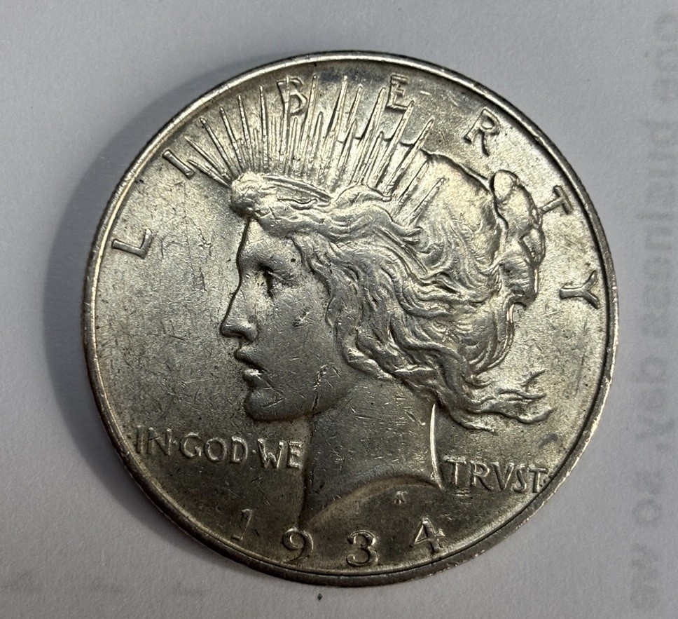 1934-D Peace Silver Dollar AU Almost Uncirculated