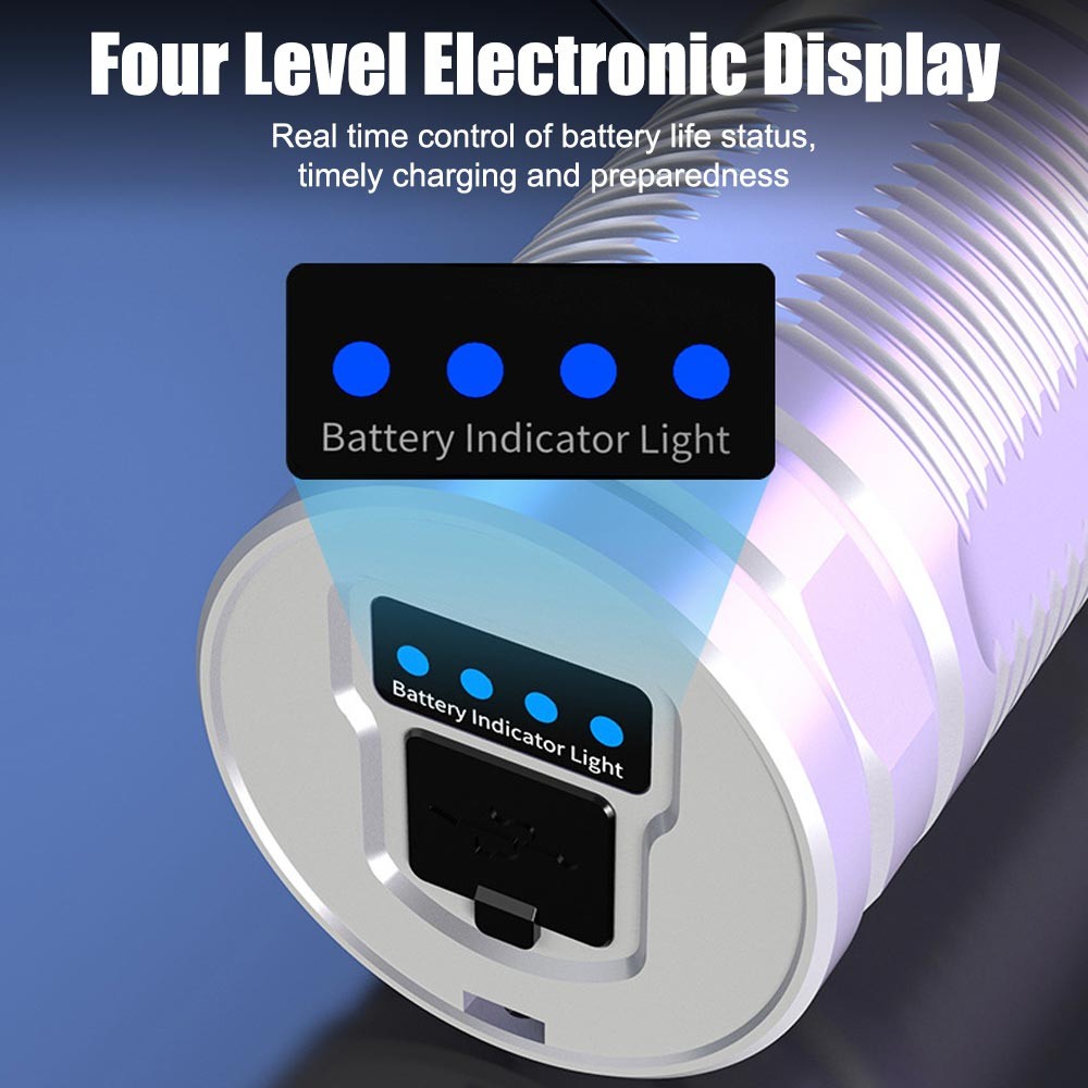 Laser White LED Flashlight TYPE-C Charging Super Bright Torch Zoomable Light US