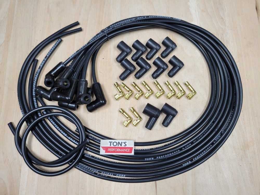 Ton's 90* B Ceramic 8mm Spark Plug Wire Kit High Temperature Silicone v8 Points