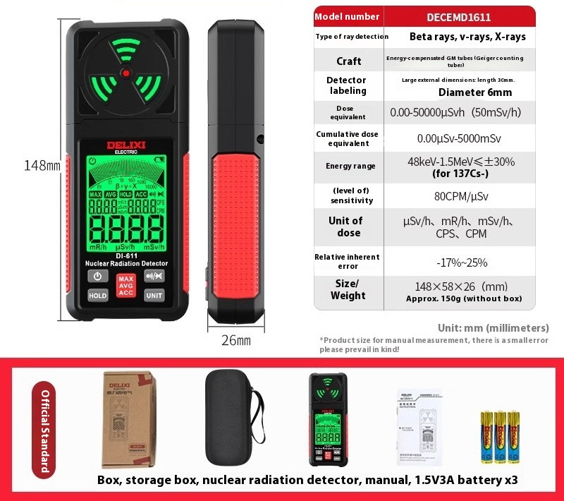 Electrical Nuclear Radiation Beta Gamma X-ray Ionizing Dose Geiger Counter