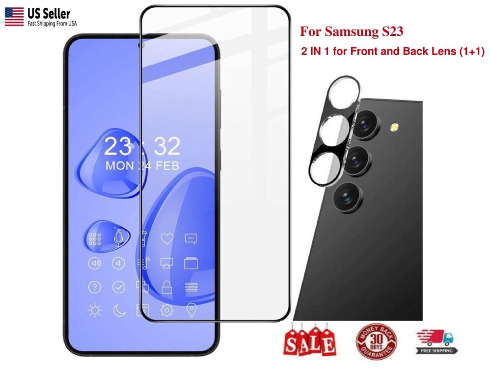 For Samsung Galaxy S23  5G Tempered Glass Screen and Camera Protector Combo Pack