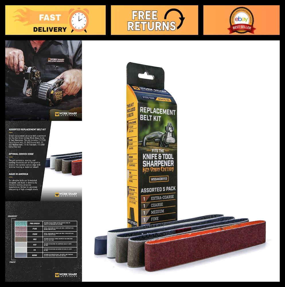 Assorted Belt Kit Replacement for Work Sharp Knife Sharpener - Ken Onion Edition