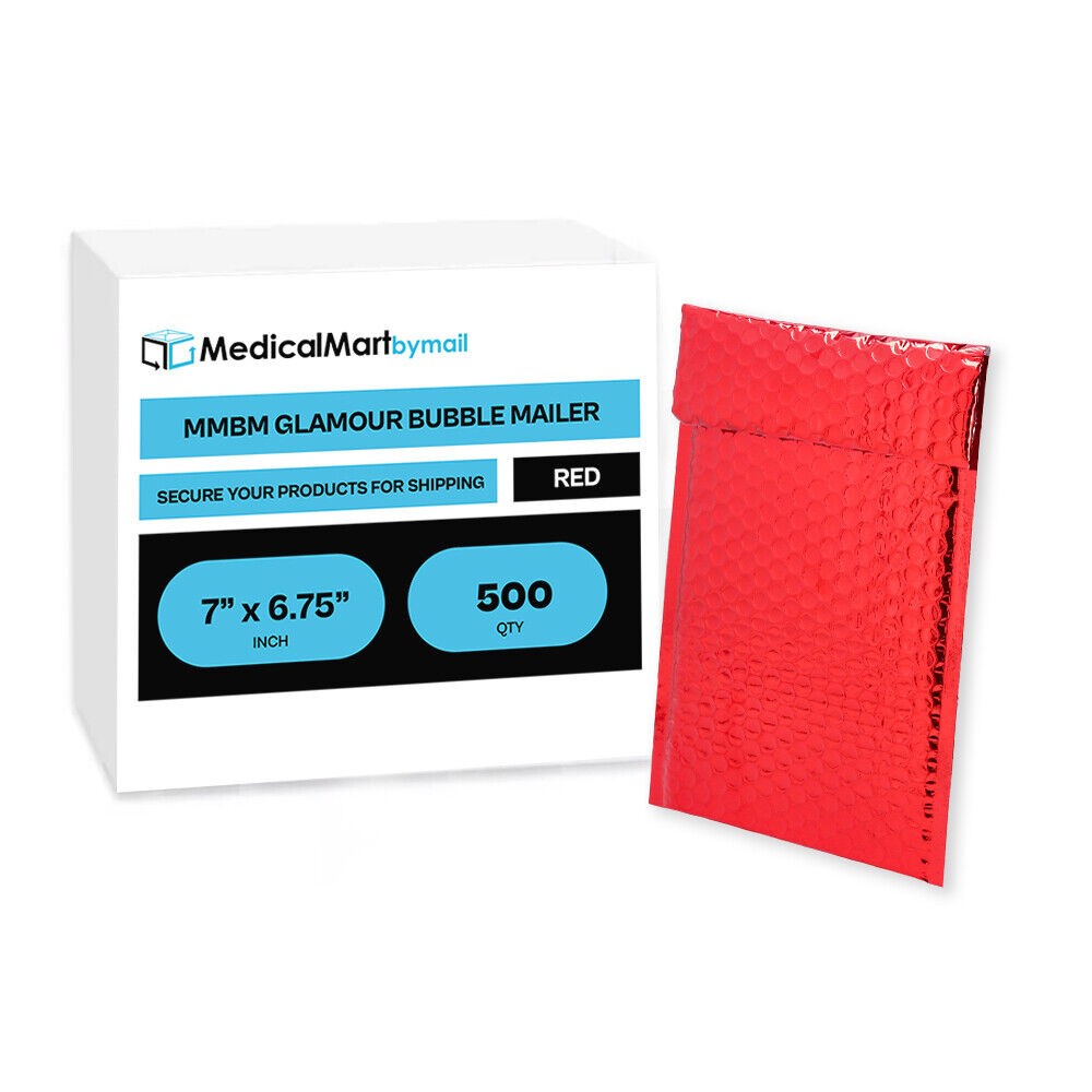 7" x 6.75" Red Poly Bubble Mailers Protective Mailing Envelopes - 500 Pieces