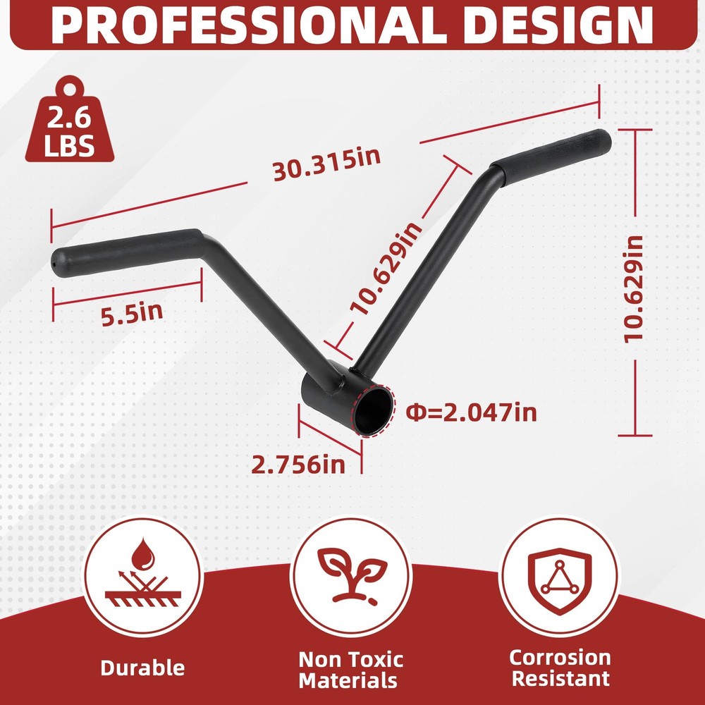 T-Bar Row Attachment for 2-Olympic Barbell, Black