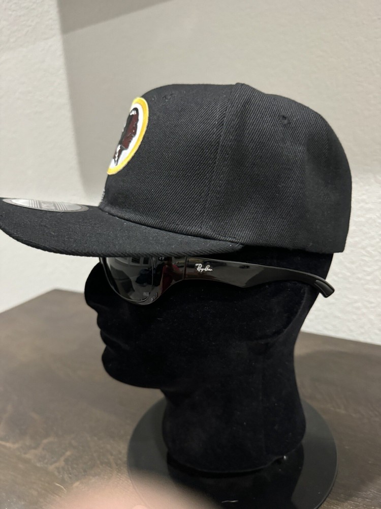 Retro Throwback Washington Redskins Logo Black Flat Bill Snapback Cap Hat NEW