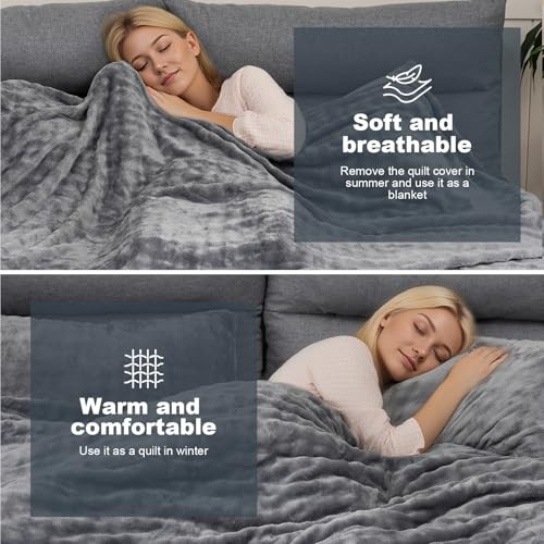 Rabbit Plush Faux Comforter Sets 59x79 In blanke (without insert) Gray