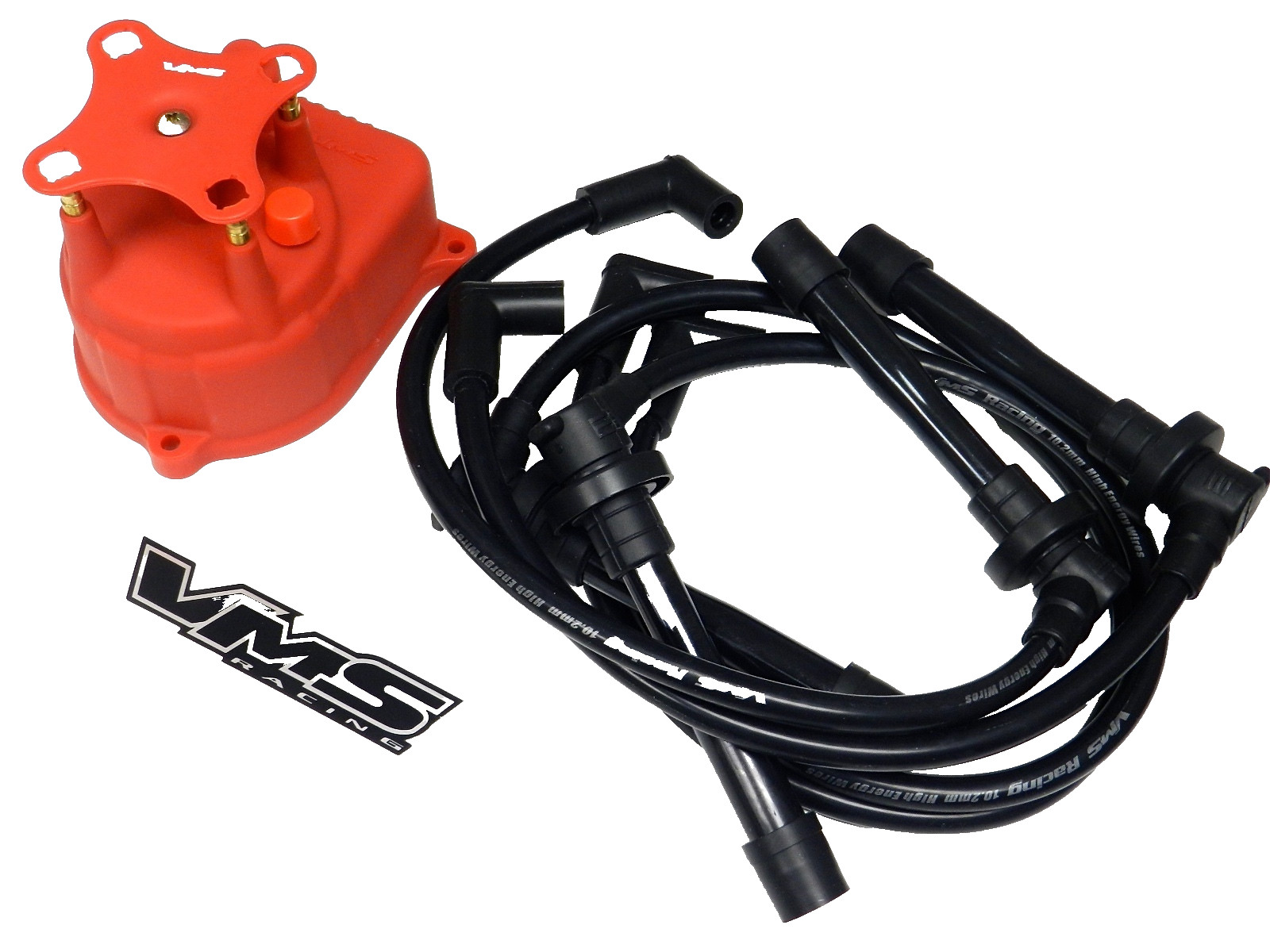 DISTRIBUTOR CAP & SPARK PLUG WIRE KIT FOR 96-00 HONDA CIVIC D16 EK BLACK