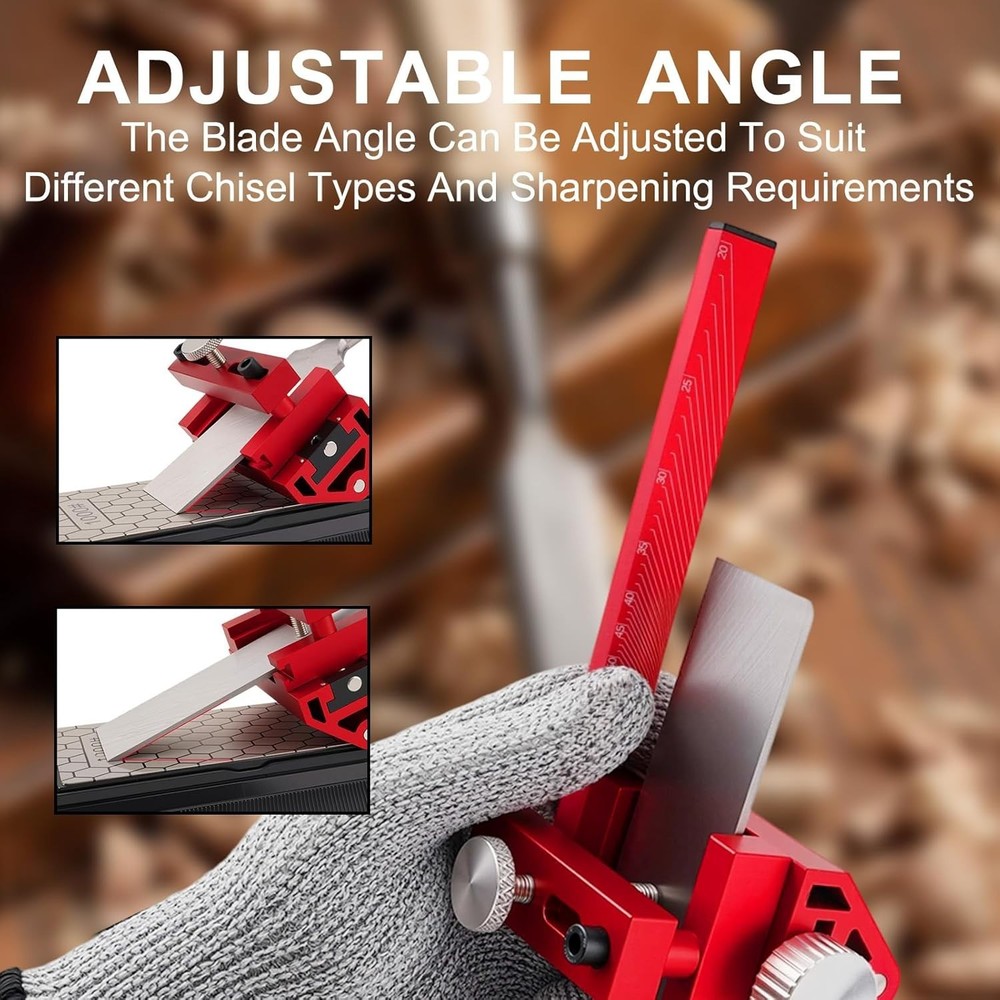 Professional Chisel Sharpening Jig with Angle Guide & Non-Slip Sharpening Base