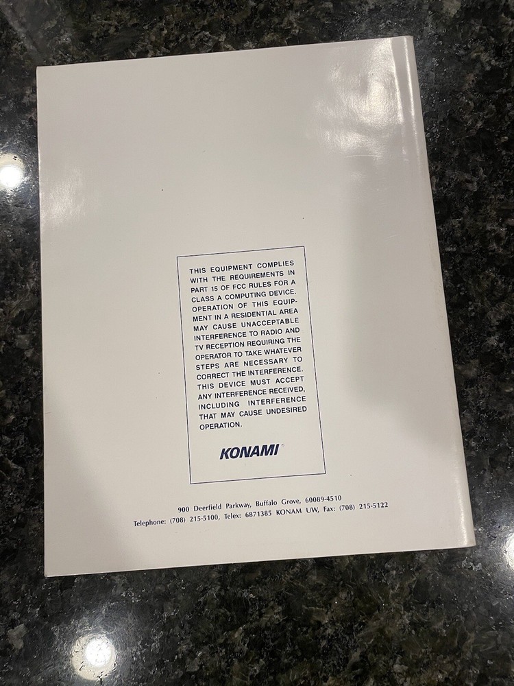 Konami Martial Champion Arcade Instruction Manual