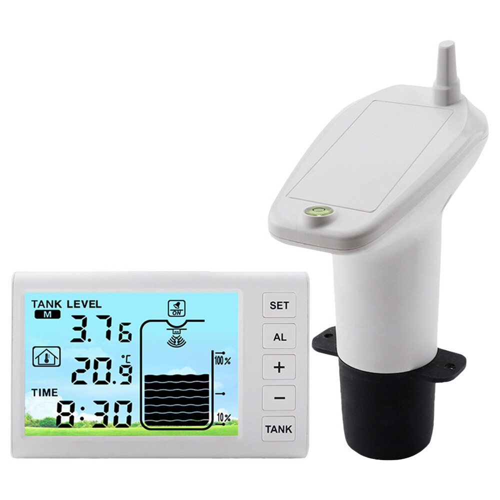 Wireless Ultrasonic Water Level Indicator Gauge Temperature Sensor Time Display