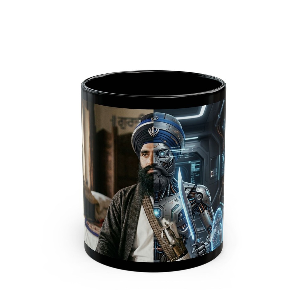 Cyber Sikh Warrior Mug | Black Ceramic Mug
