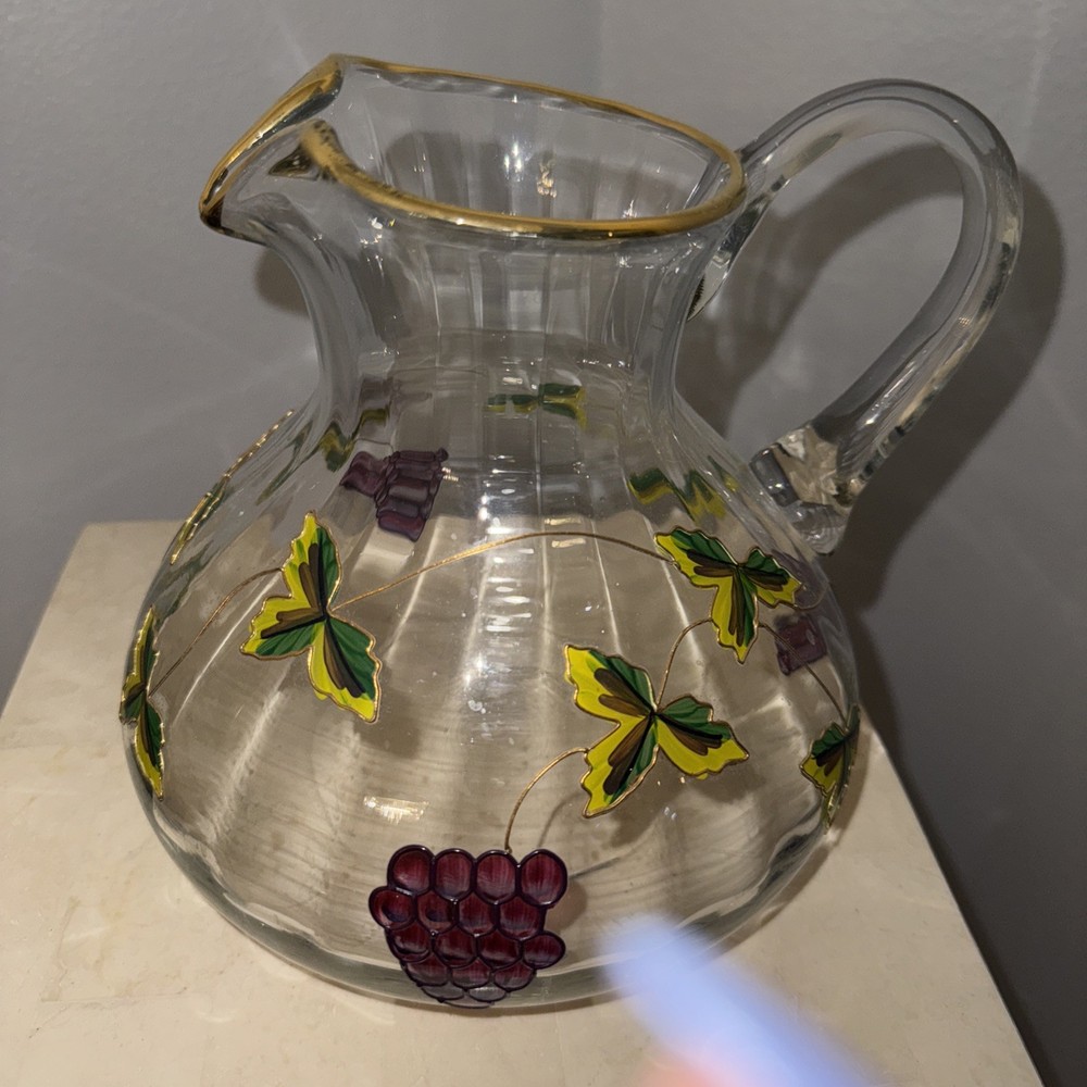 Hand Painted Bordeaux Pattern Sangria Pitcher Romania