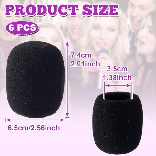 6PCS Foam Microphone Covers, Thickened Microphone Windscreen Foam, Elastic