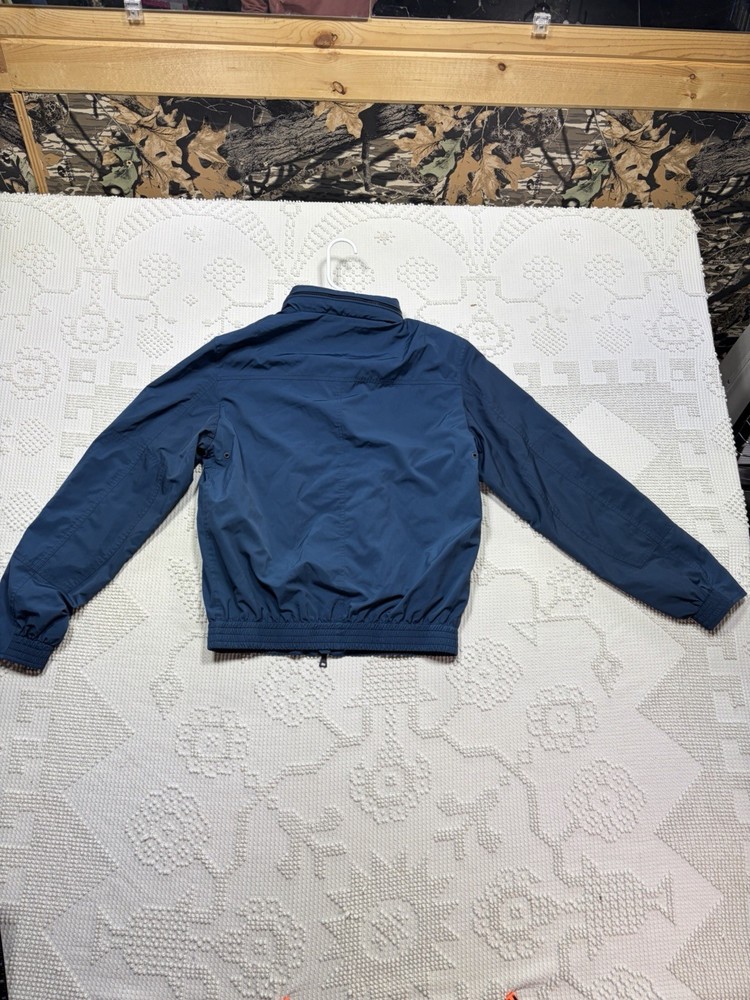 Orlebar Brown Shell Bomber Jacket Men Medium Stowable Hood Blue Full Zip