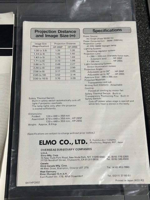 Sharp Computer Projection Panel QA-75 (Case, Remote, Cables, Manual)