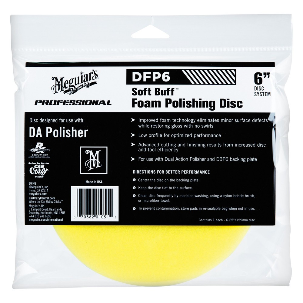 Meguiars Soft Buff 6" Foam Dual Action Hook-and-Loop Polishing Pad