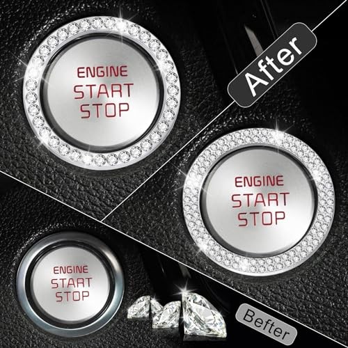 2 PCS Crystal Combinatorial Rhinestone Engine Start Decoration Ring, Set White
