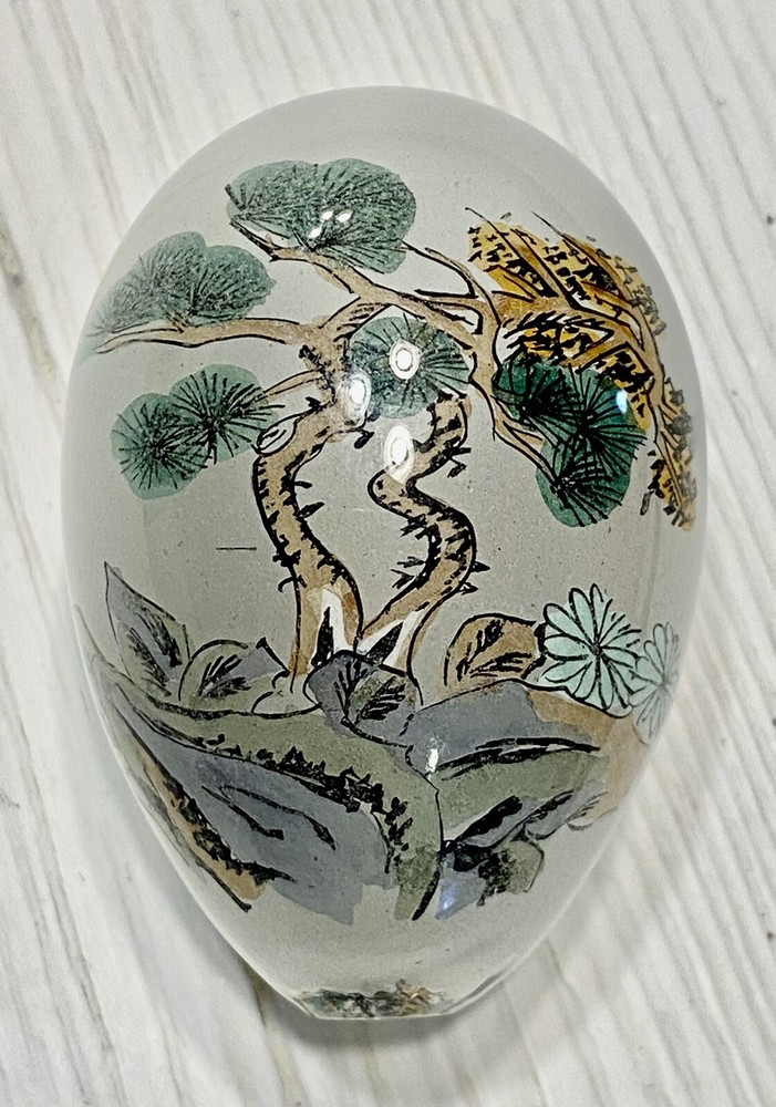 Asian Reverse Painting Inside Glass Egg, Remarkable