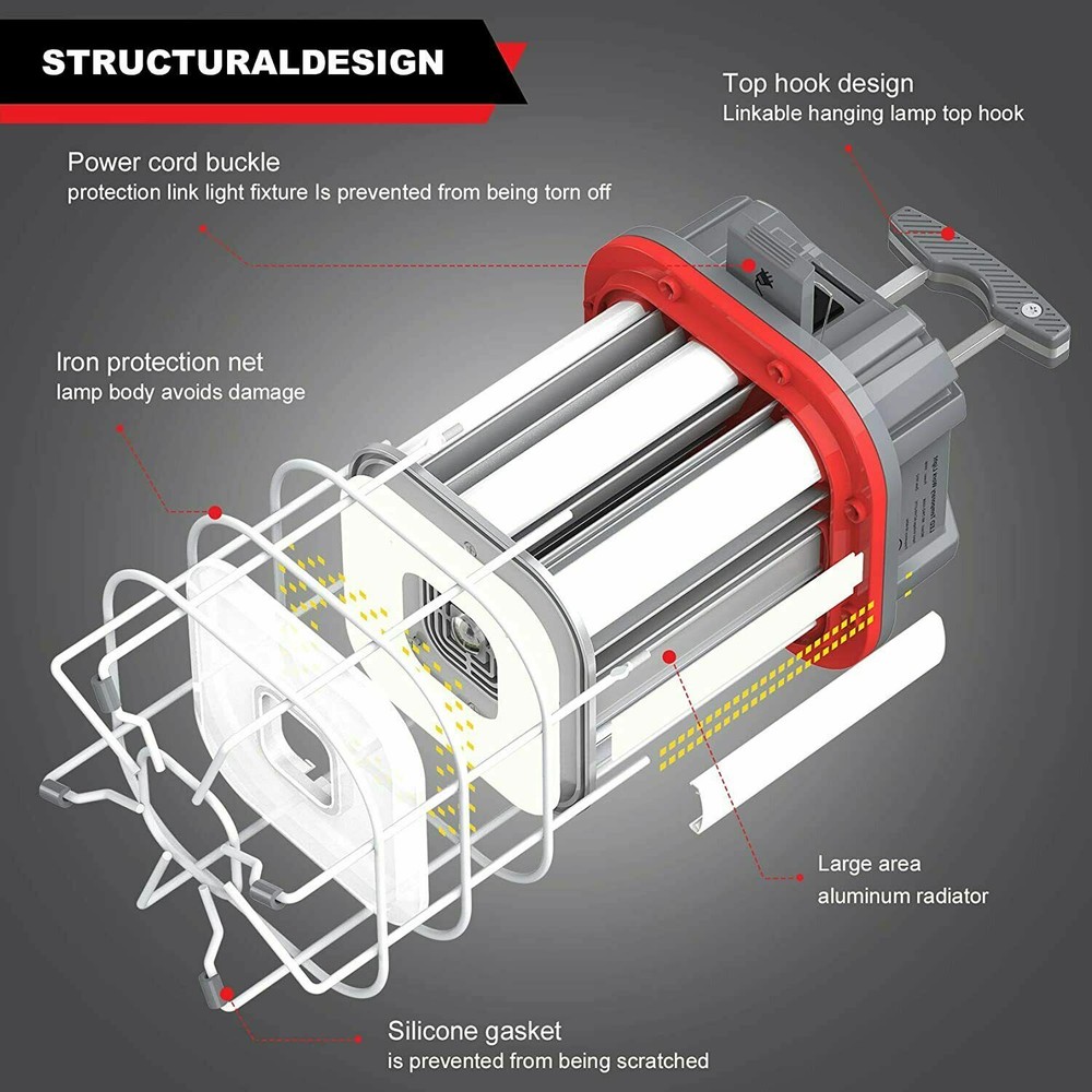 100W LED Temporary Work Light Linkable Construction Job Site Basement Lighting