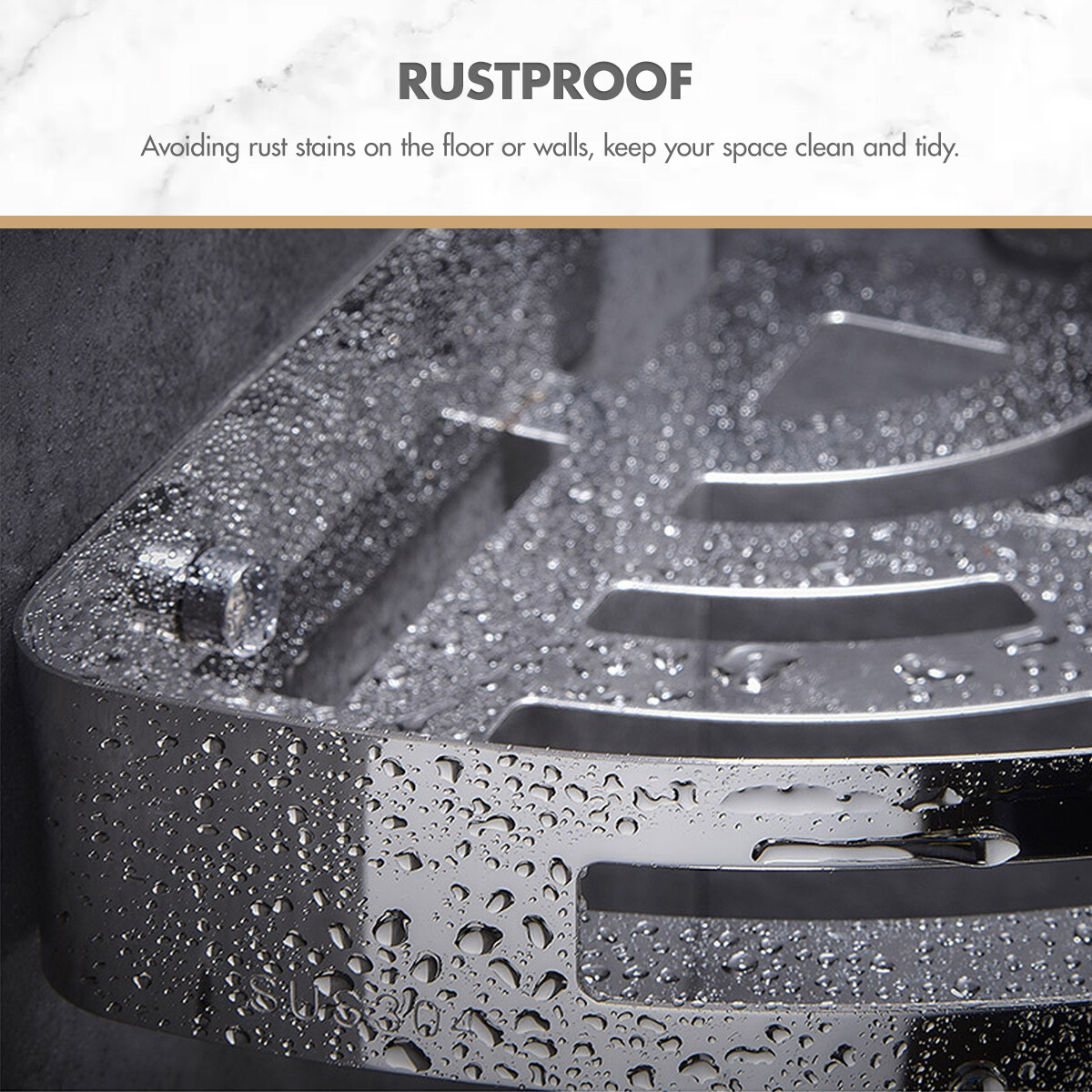 Shower Caddy Shelf Bathroom Corner Bath Storage Holder SS304 Organizer Rack 2pcs