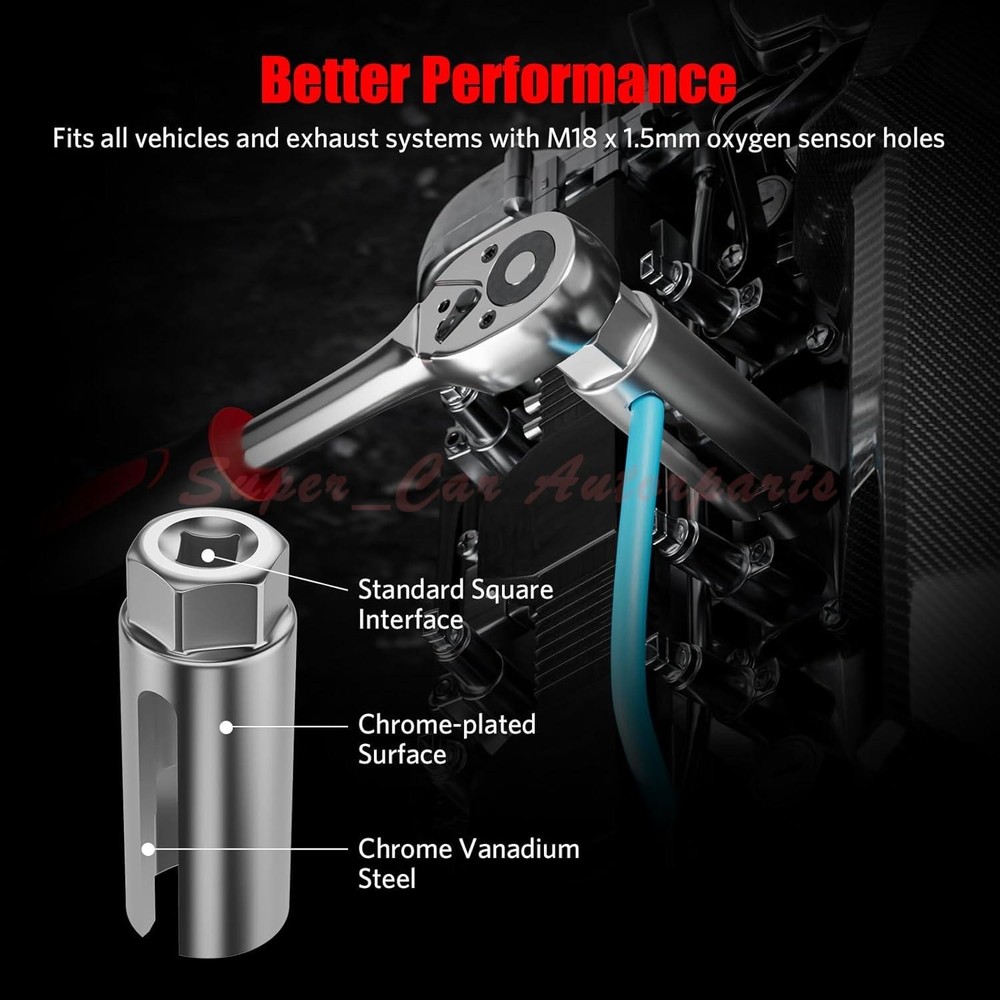 5pcs Oxygen O2 Sensor Socket Remover/Installer Thread Chaser Tool Set Kit 22mm