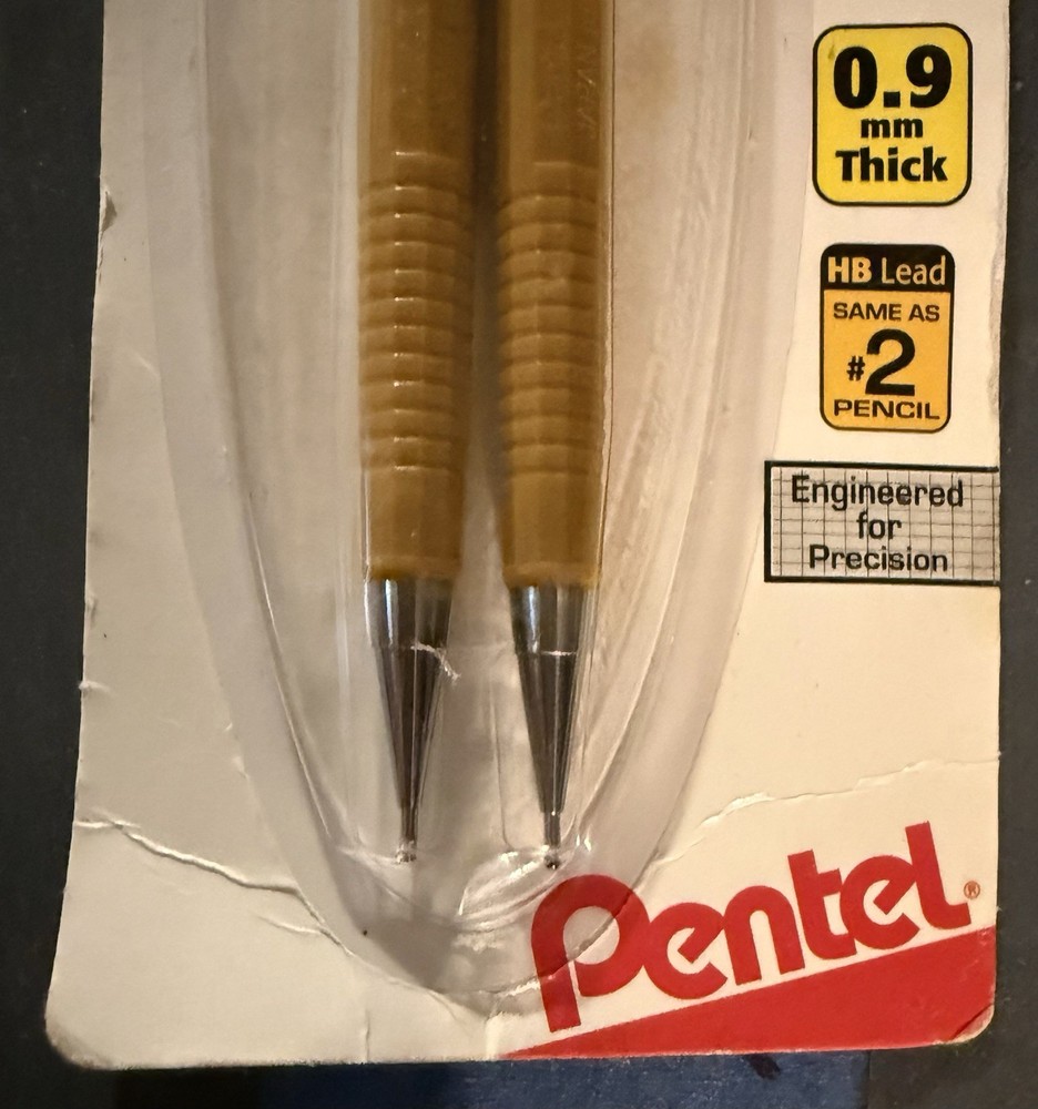 Pentel® Sharp Mechanical Drafting Pencil, 0.9 mm, Yellow Barrel, 2/Pack