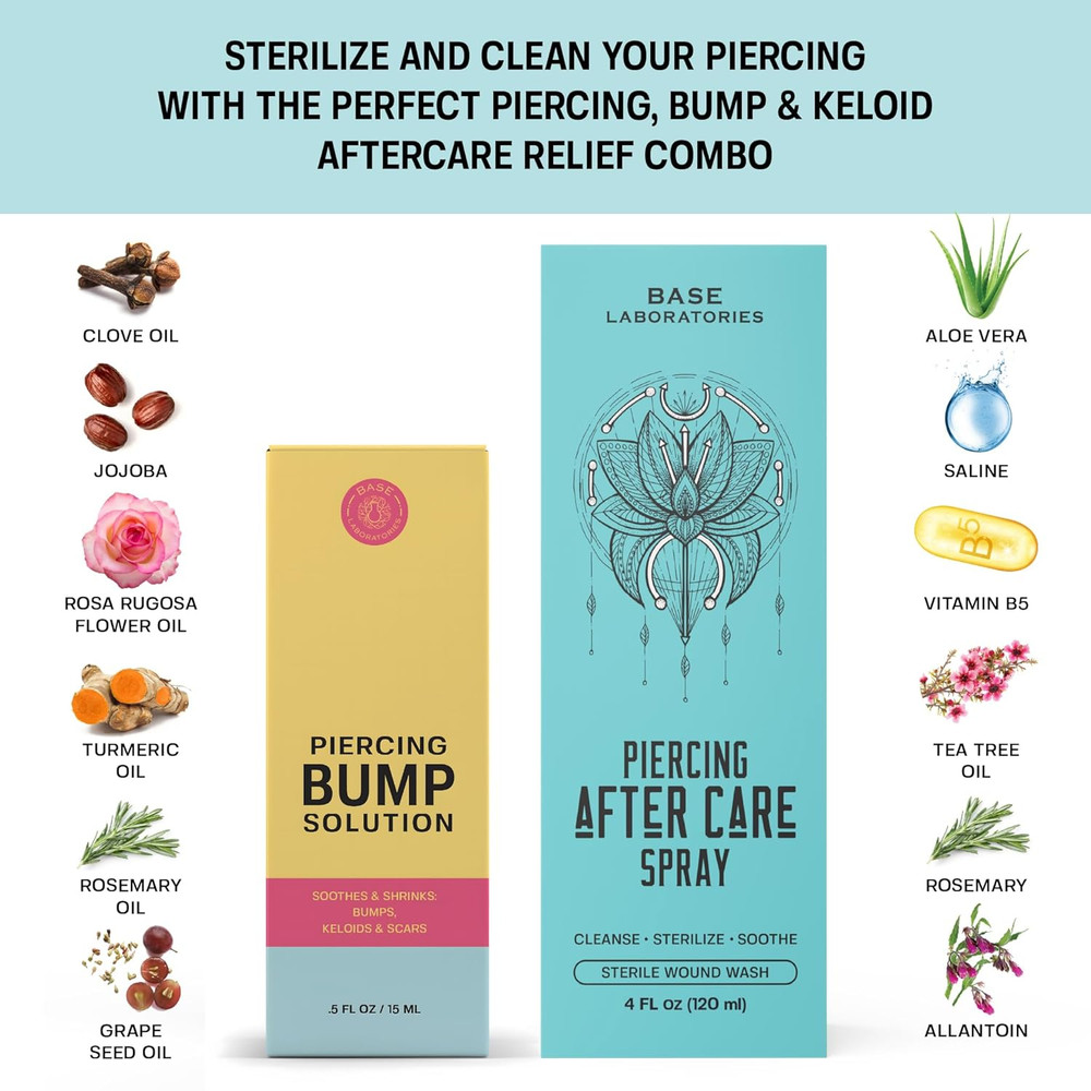 Piercing Aftercare Kit: Keloid & Piercing Bump Solution Oil(15Ml) + Piercing Aft