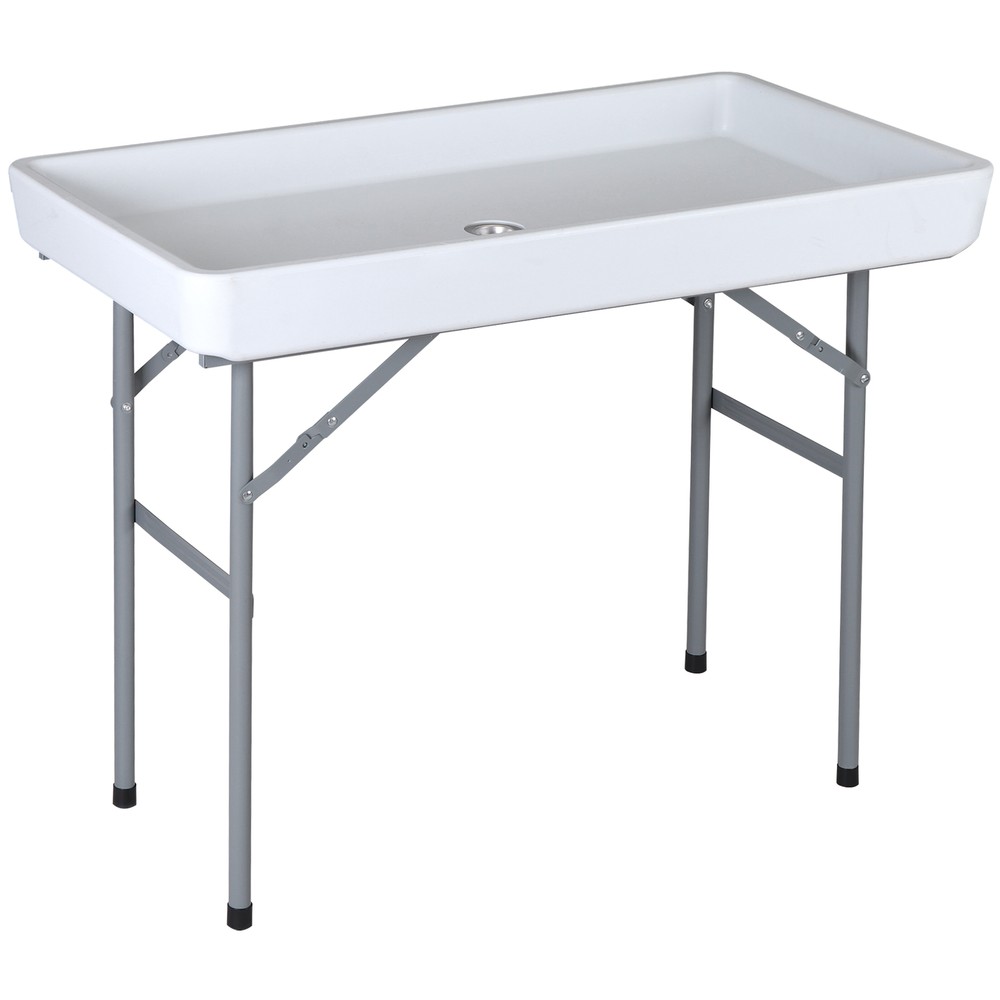 Foldable Party Ice Bin Table with Edge & Skirt Portable Folding Tailgating Table