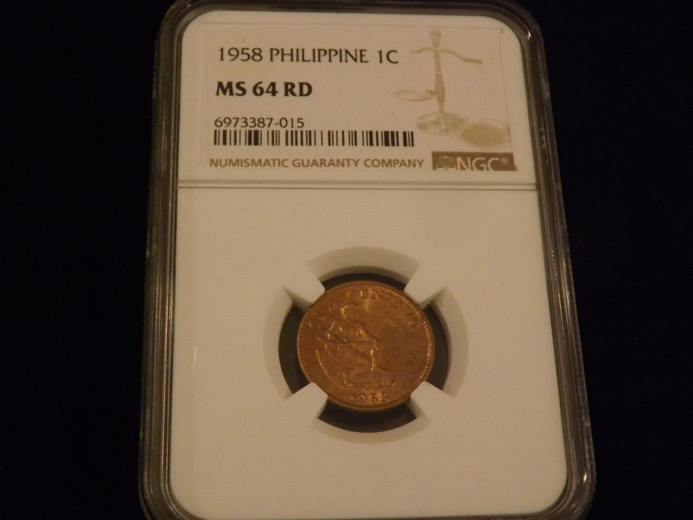 1958     1 C           Philippine          NGC  MS 64  RD