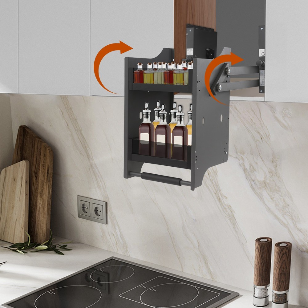 Kitchen Pull-Down Cabinet Storage Organizer Shelf for Wall Mount