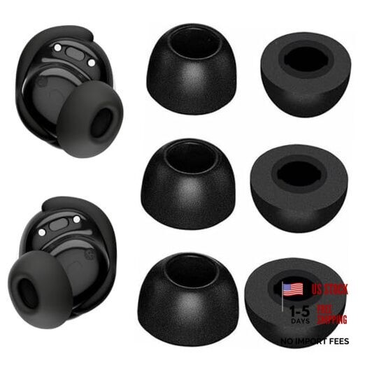 Replacement Memory Foam Ear Tips Compatible with Bose New S/M/L Black