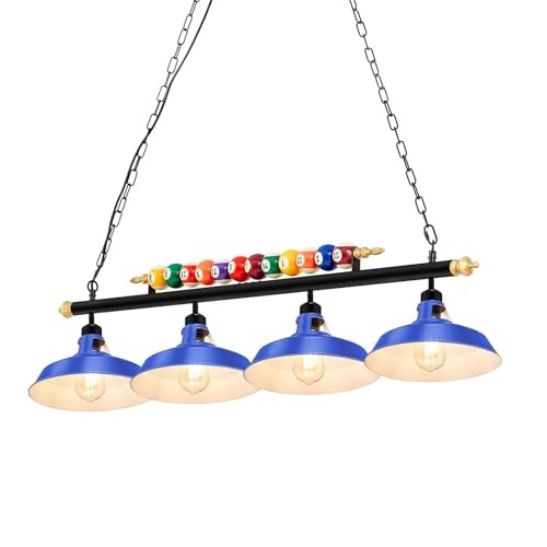 Adjustable 4 Light Pool Table Lights for 7'-8' Billiard Light Blue 4 Lights