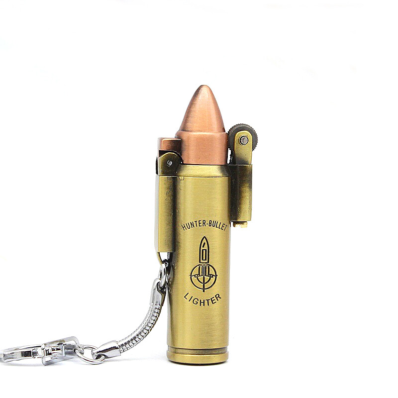 Cigarette Bullet Shape Butane Gas Windproof Jet Torch Lighter Keychain