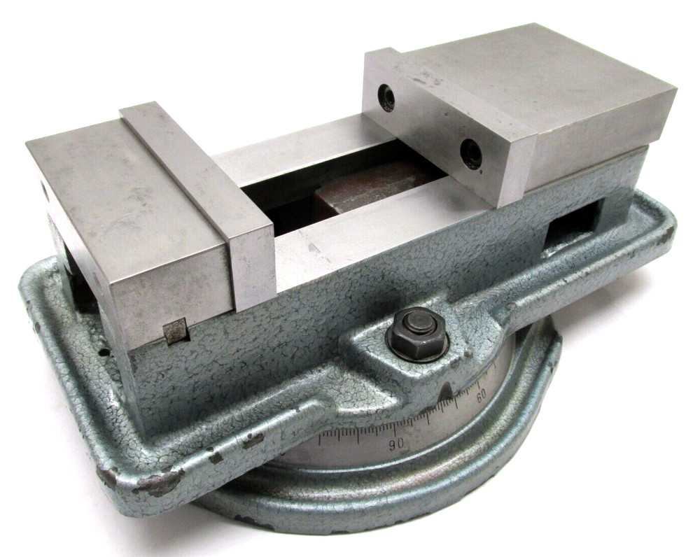 NICE! 4" MILLING MACHINE VISE w/ ROTARY BASE, JAWS & HANDLE