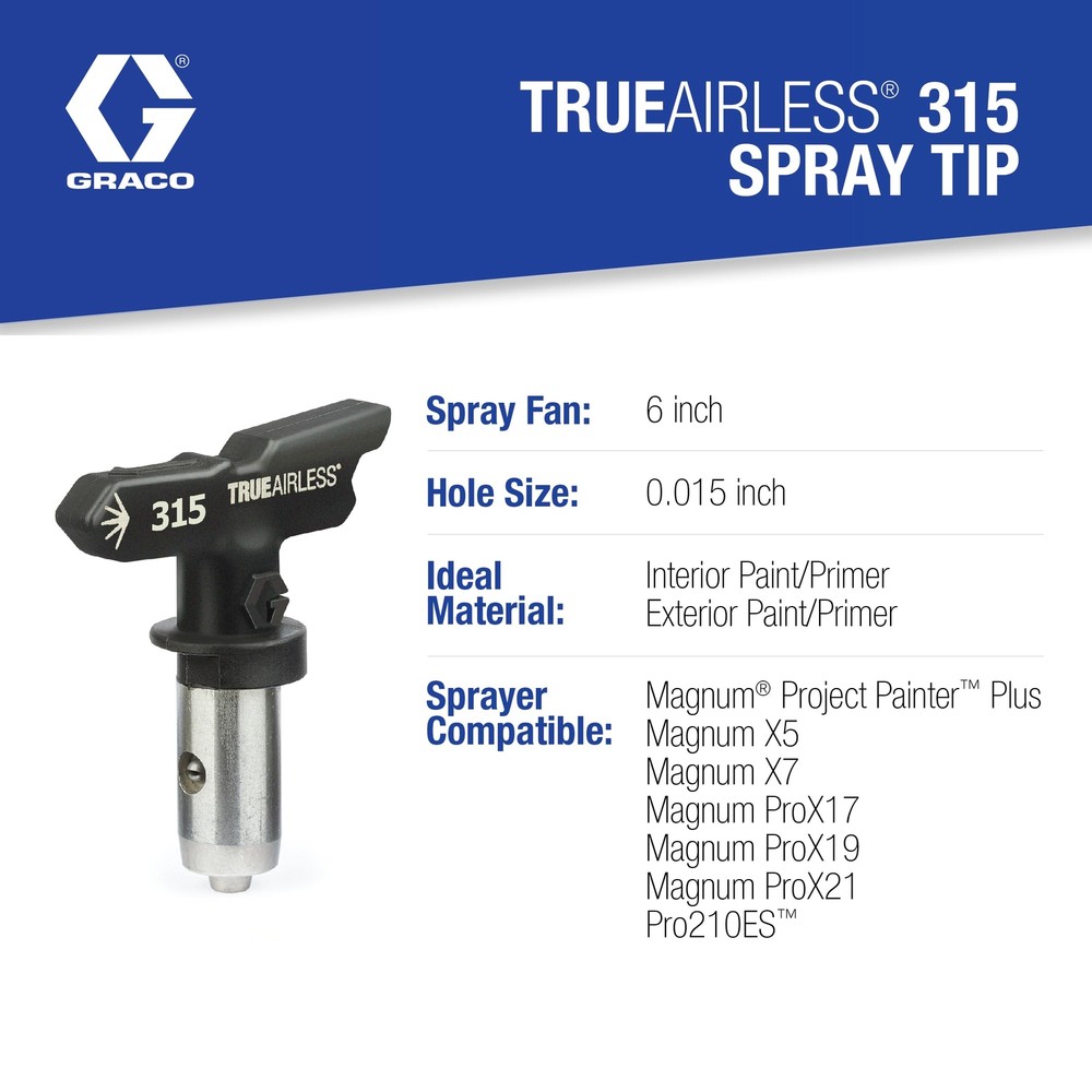 Graco 315 Black Silver Pump Sprayer TrueAirless Tip SoftSpray Technology 6in ...