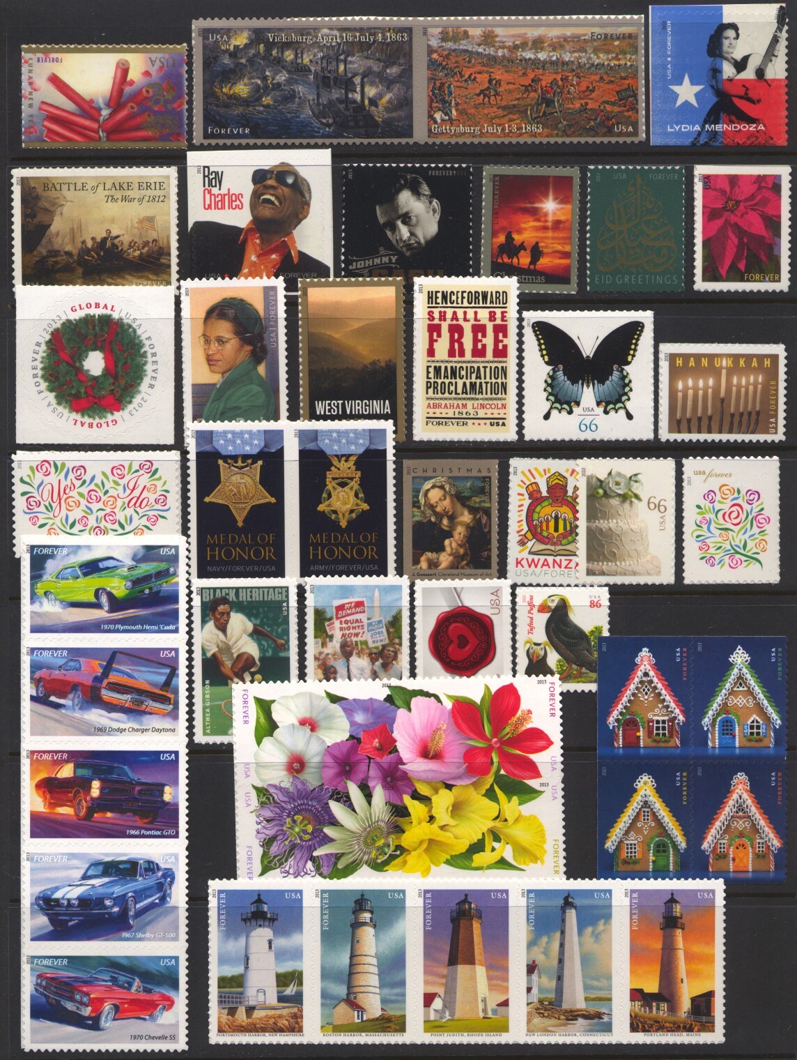 2013 U.S. COMMEMORATIVE YEAR SET *45 STAMPS* MINT-NH