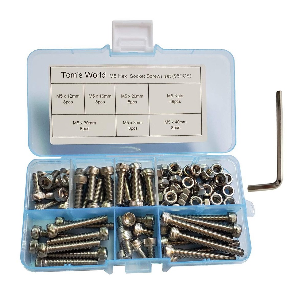 Hex Socket Head Cap Bolts Nuts Screws Assortment M5 Kit, Silver