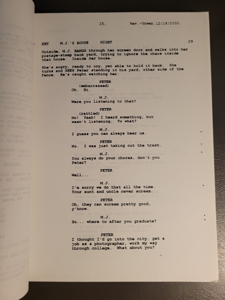 Spider-Man (2002) Script Includes Green (12/18/00) & Cherry (1/22/01) Revisions