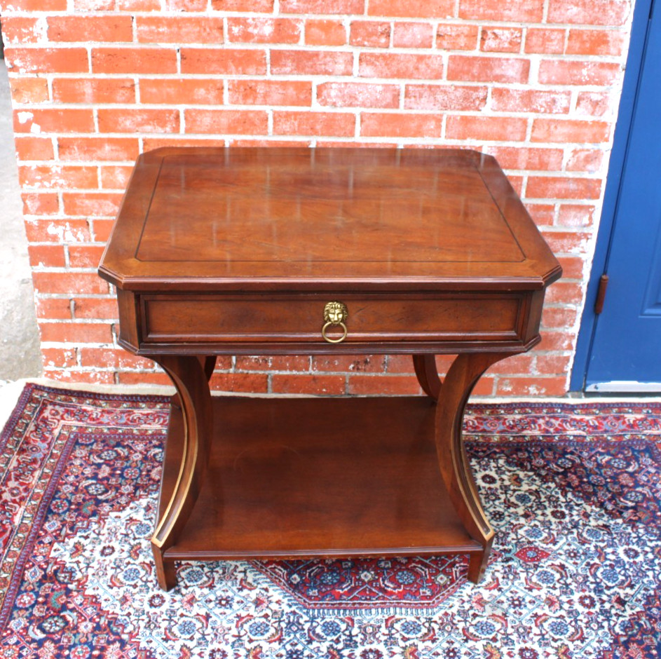 American Baker Walnut Side Table / Small Writing Desk With Drawer
