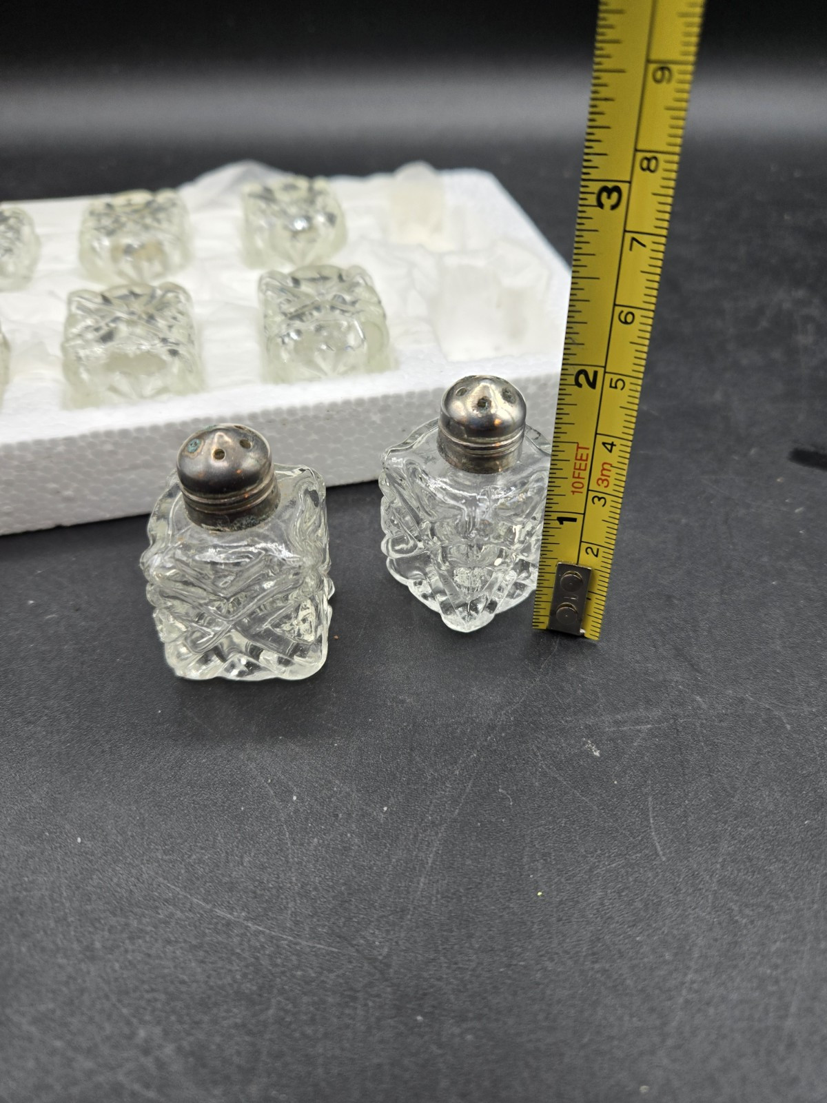 Vintage Individual Miniature Salt Pepper Shakers Silverplate Glass