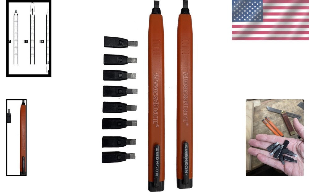 Durable Mechanical Carpenter Pencils - 2 Pack with Extra Graphite Tips Included
